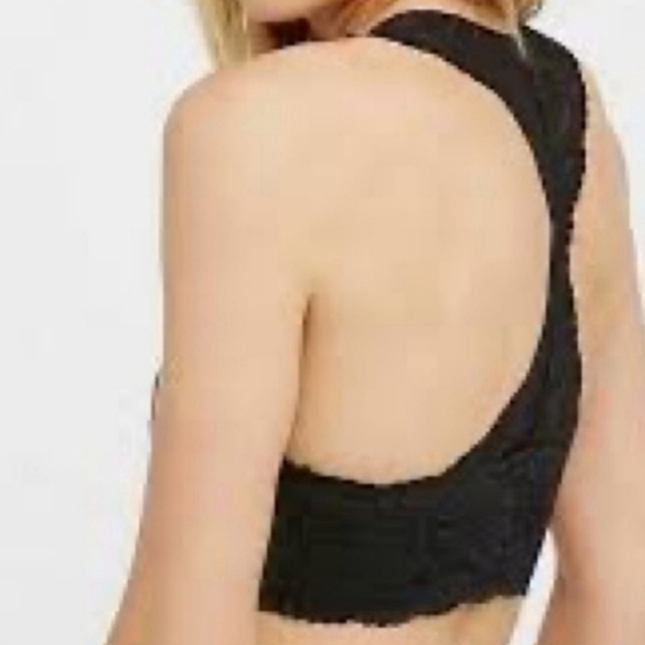 Free People Intimately Lace Black Galloon Racerback Bralette XSmall - Picture 2 of 5